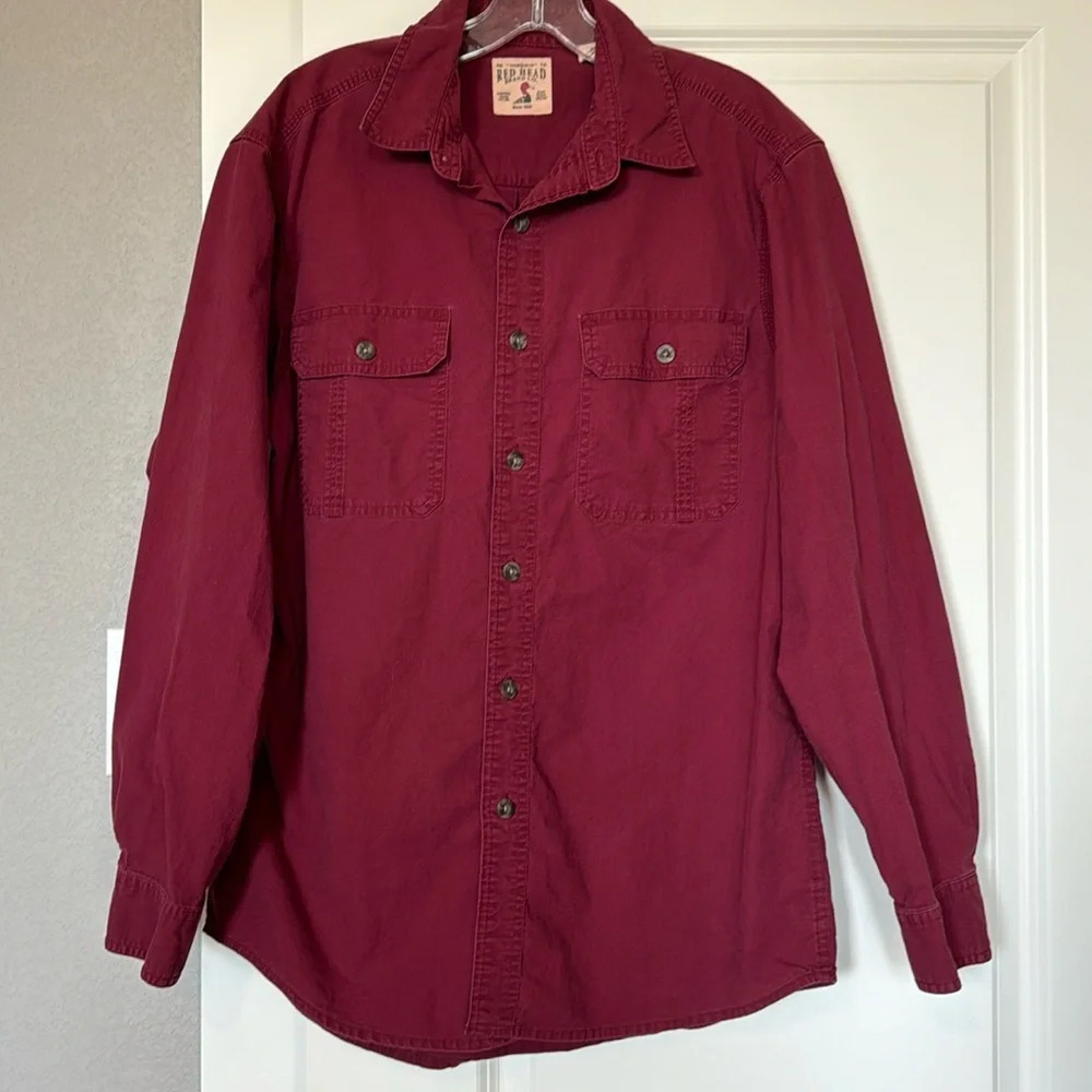RedHead Men's Casual Button Down Shirt - Burgundy